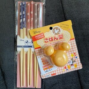 3/$20 Mickey Mouse chopsticks and rice mold